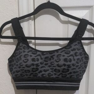 Momcozy Women's Black & Gray Animal Print Padded Nursing Bra Size L